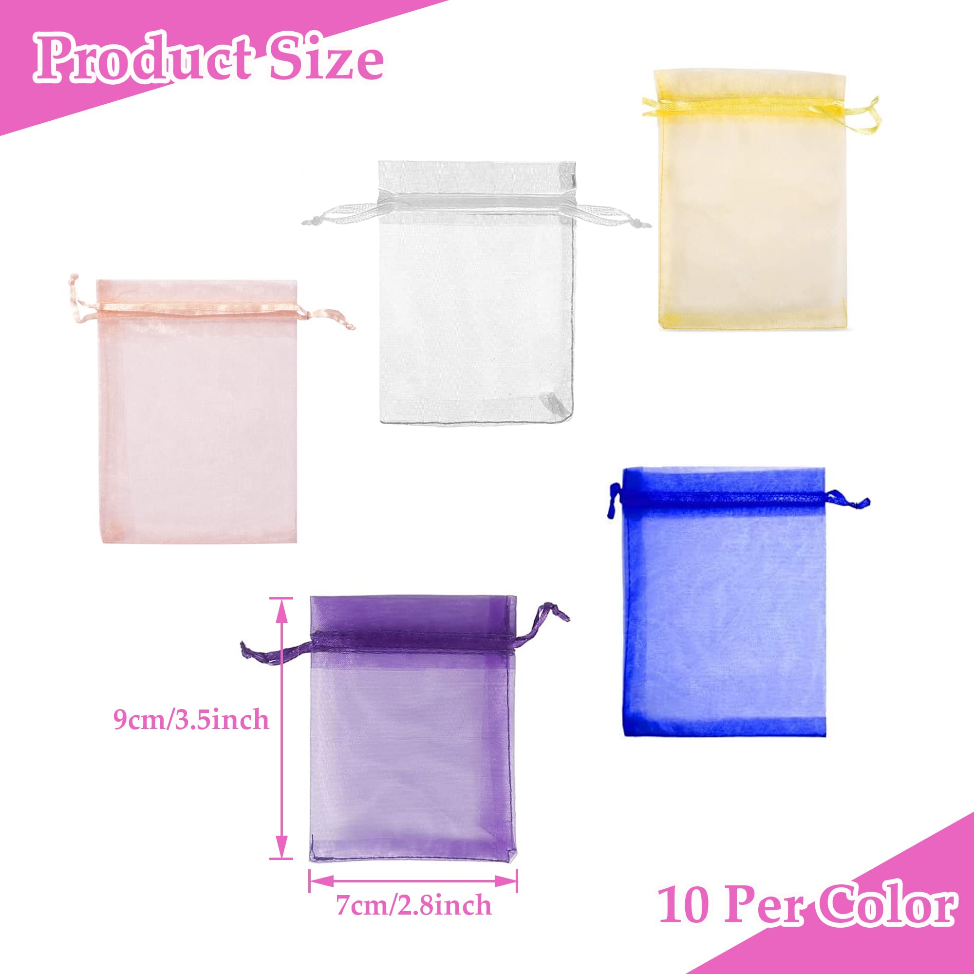 50 Sacchetti Regalo In Organza 7x9 Cm - Per Matrimoni, Bomboniere E Gioielli - Foto 11