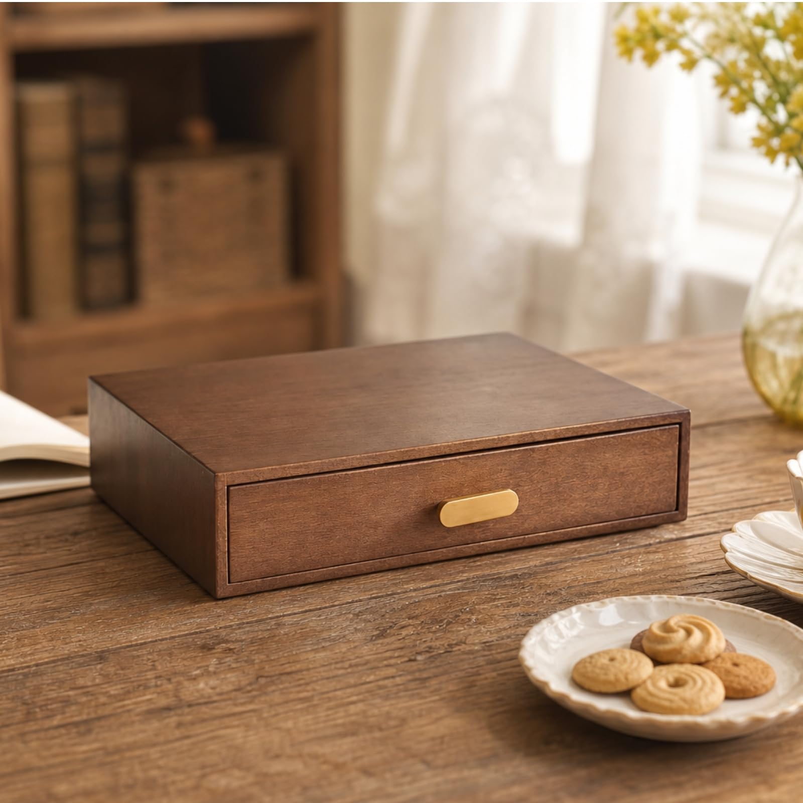 Desktop Storage Cabinet Cassettiera con Cassetto da Scrivania Contenitore in Legno con Finitura Piano Piatto per Sostegno Schermo Ordine Scrivania