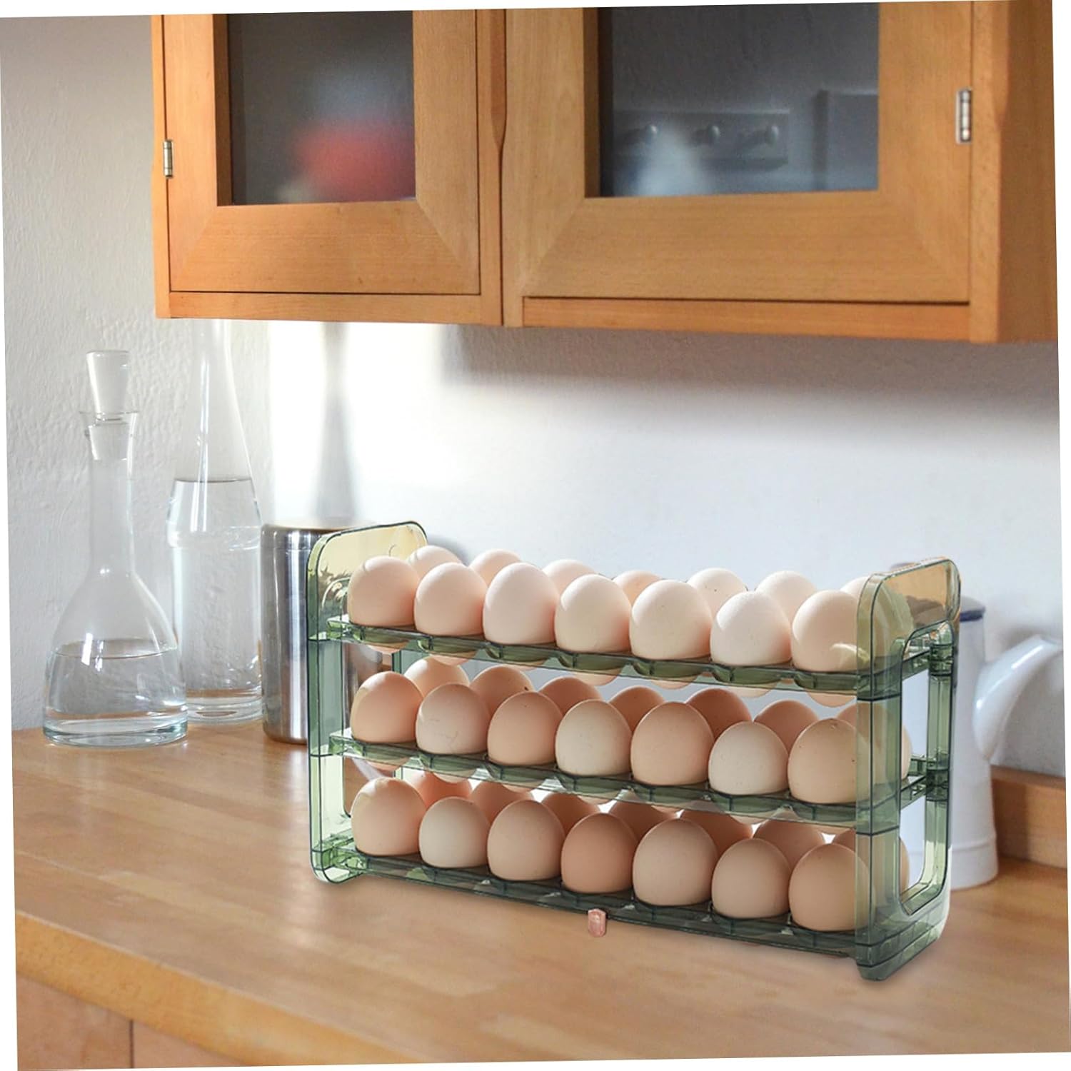 Lurrose Egg Container for Refrigerator Flip Storage Box Organizer for Fridge Kitchen Egg Rack
