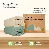 Vista 136 de 2-Pack Waterproof Baby Crib Sheets for Boys, Girls - 52x28 Viscose Derived from Bamboo Toddler Bed Sheet Neutral, Fitted Crib Mattress Protector