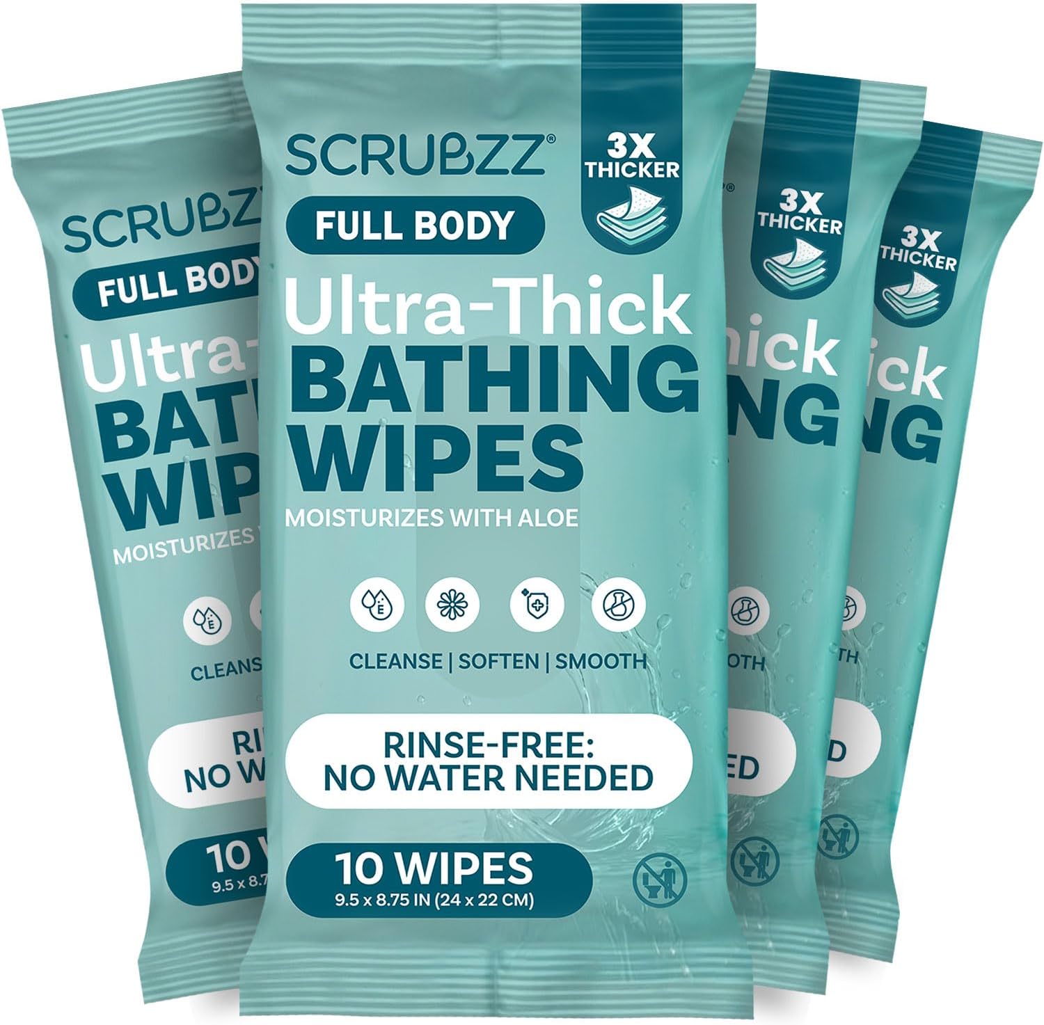 Extra Large Bath Wipes for Adults Bathing No Rinse - 40 Ultra Thick Disposable Body Wipes for Men, Women & Elderly - Great for Gym, Camping, Post Surgery