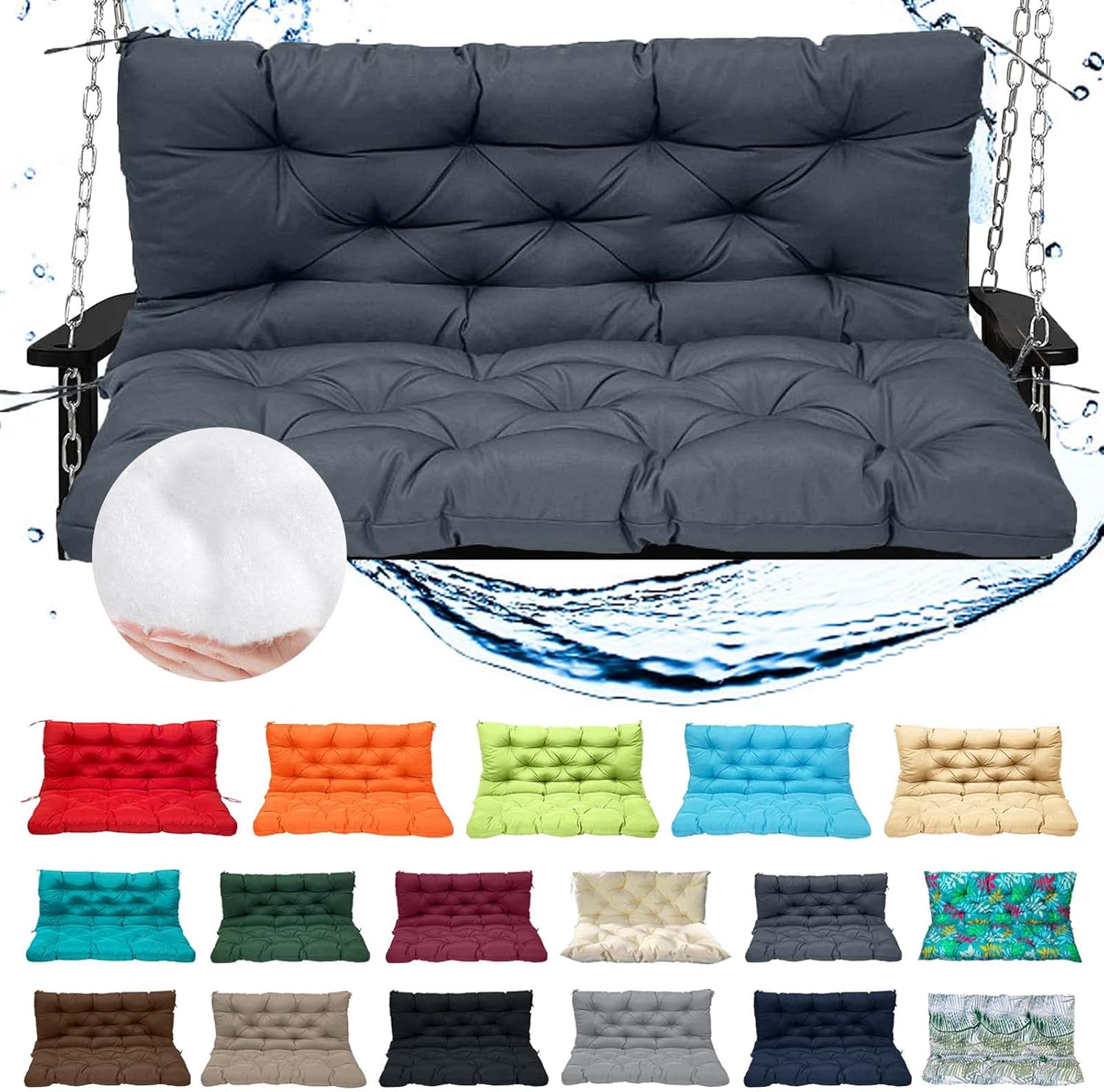 lsxlkha Outdoor Swing Cushions 3 Seater Waterproof, Swing