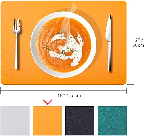 Miniatura 7 de Juego de 4 manteles individuales de piel sintética, resistentes al calor, impermeables, protectores para mesa de cocina, lavables, fáciles de