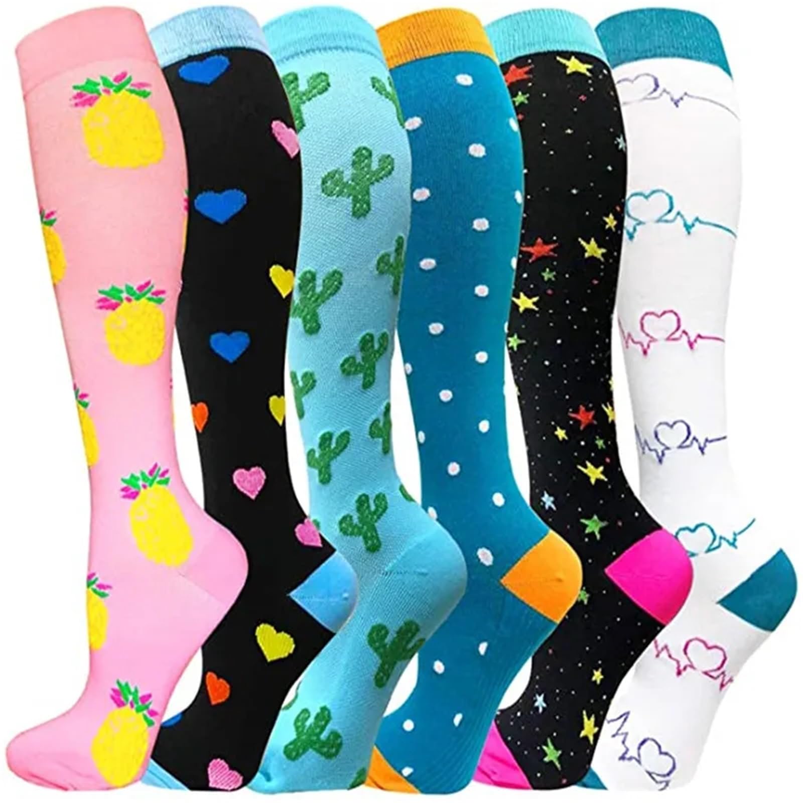 Calze Compressione Calzini A Compressione For Leggings Da Corsa, Da Calcio, Unisex, For Adulti, Edition Network, Calzini Da Infermiere Rossi A Pressione, Da Uomo(MIX006-3,L-XL)