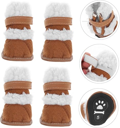Miniatura 3 de POPETPOP 2 pares de botas de nieve para mascotas, protector de suela de zapato, guantes cálidos, accesorios para perros pequeños, guantes térmicos,