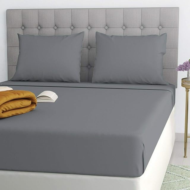 Fitted Sheets Single Double Bunk and King, Bed Sheets, Small Double Fitted Sheet Poly Cotton 25CM/10"Inch (Charcoal, Bunk Bed)