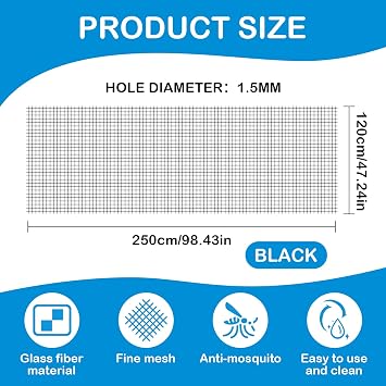 Fly Screens for Windows, 120x250cm Washable Mosquito Net Window