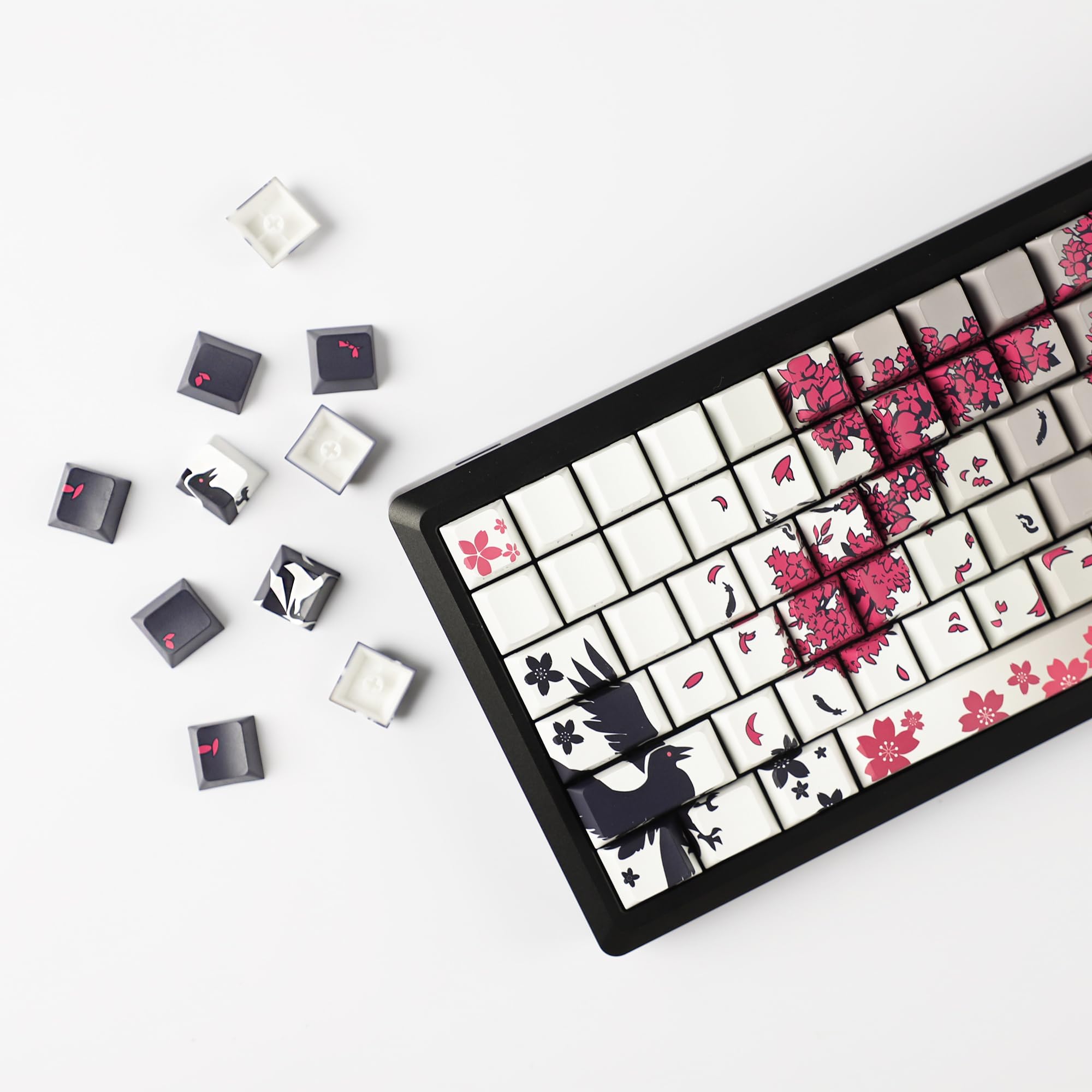 Amazon.com: YMDK 131 Raven Sakura Keycap Cherry Profile Double