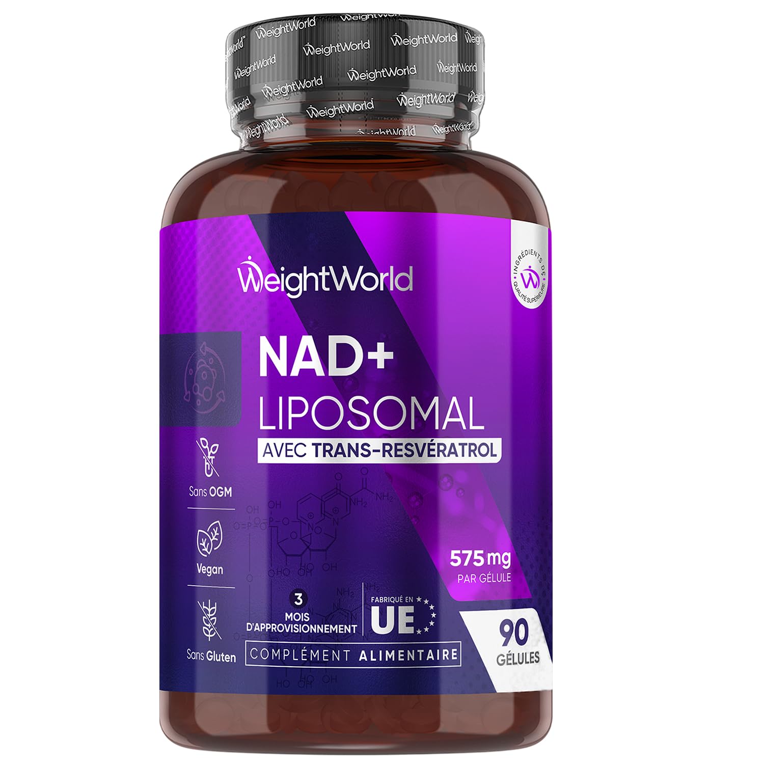 Nad+ Resveratrol Liposomale avec Complexe Phospholipidique, 90 Gélules