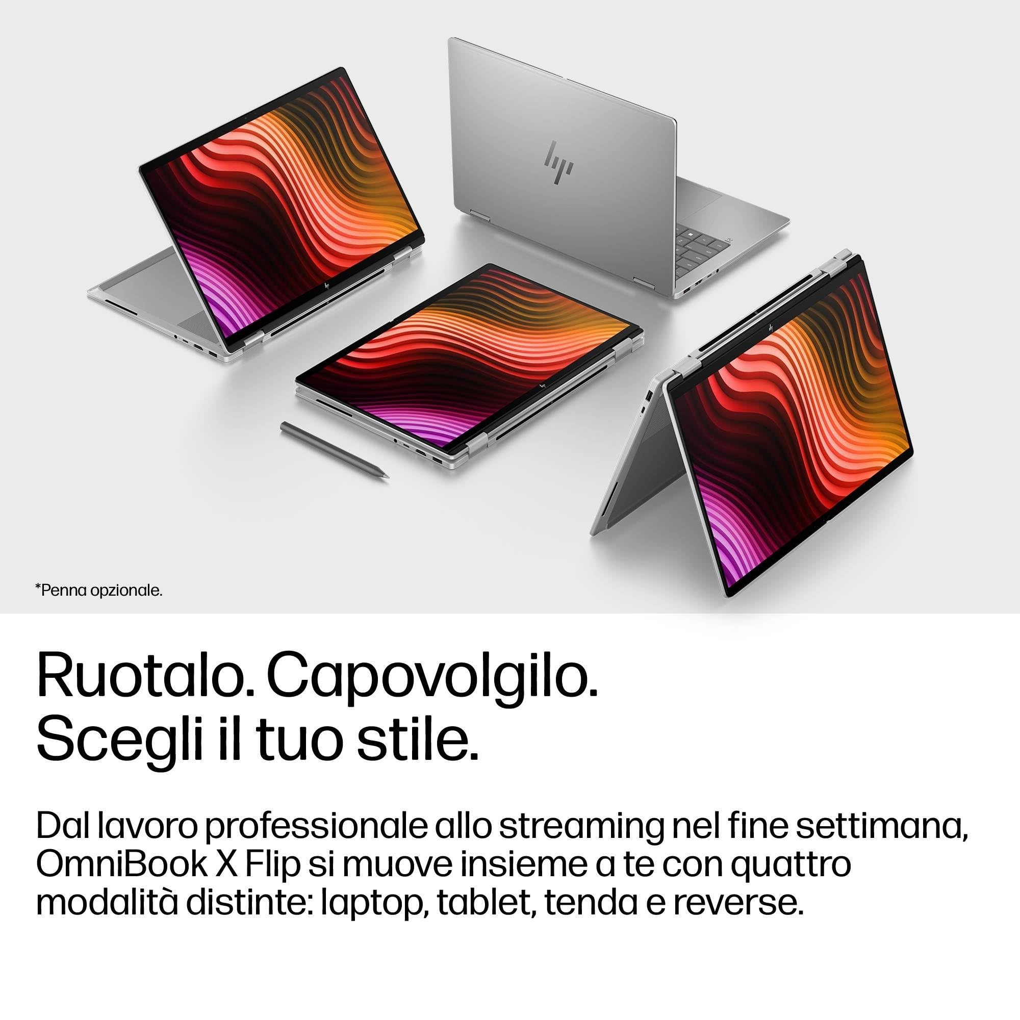 HP OmniBook X Flip, Convertibile, Copilot+ PC, 14", 2K OLED, Touch