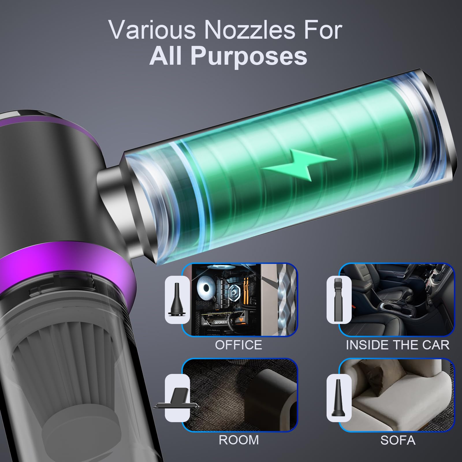 Kedifoai Aspirabriciole Senza Fili, 20000Pa 4 in 1 Aspirapolvere Auto Portatile,Aspiratore e Soffiatore con Motore Brushless,USB C Mini Aspirapolvere Potente per Auto Casa Ufficio Peli di Domestici