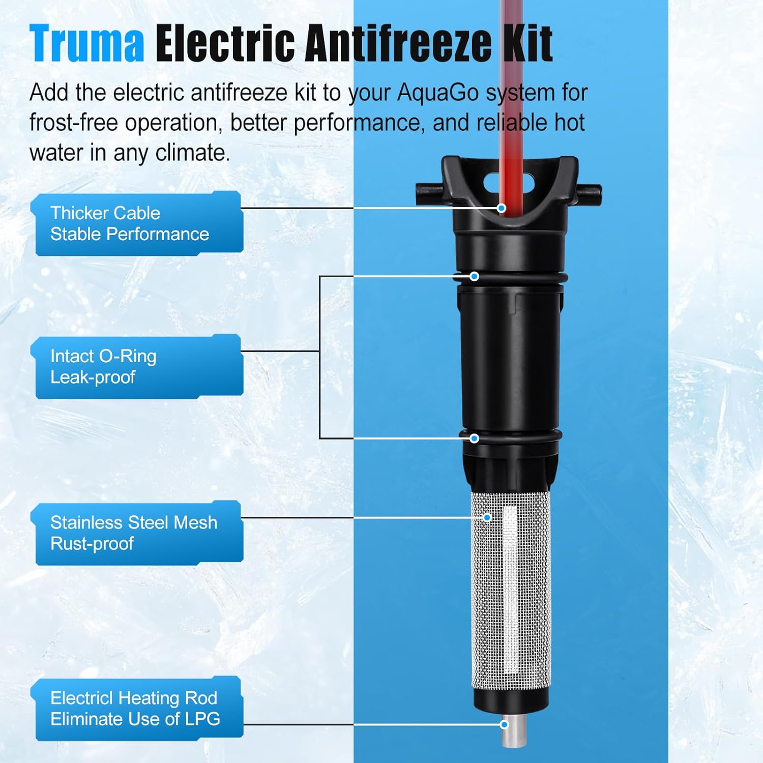 Electric Antifreeze Kit for Truma AquaGo Comfort/Plus - Frost Protection Down to -4°F | 12V DC-Powered RV Water Heater Kit | Easy Plug-and-Play Installation | Replace 77400-01
