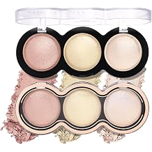 Jugaoge 1Pc Shimmer Blush Palette High Intensity Pearly Glow Long Wearing Blendable Lightweight Cheek Color Compact for Radiant Skin Type 3 One Size