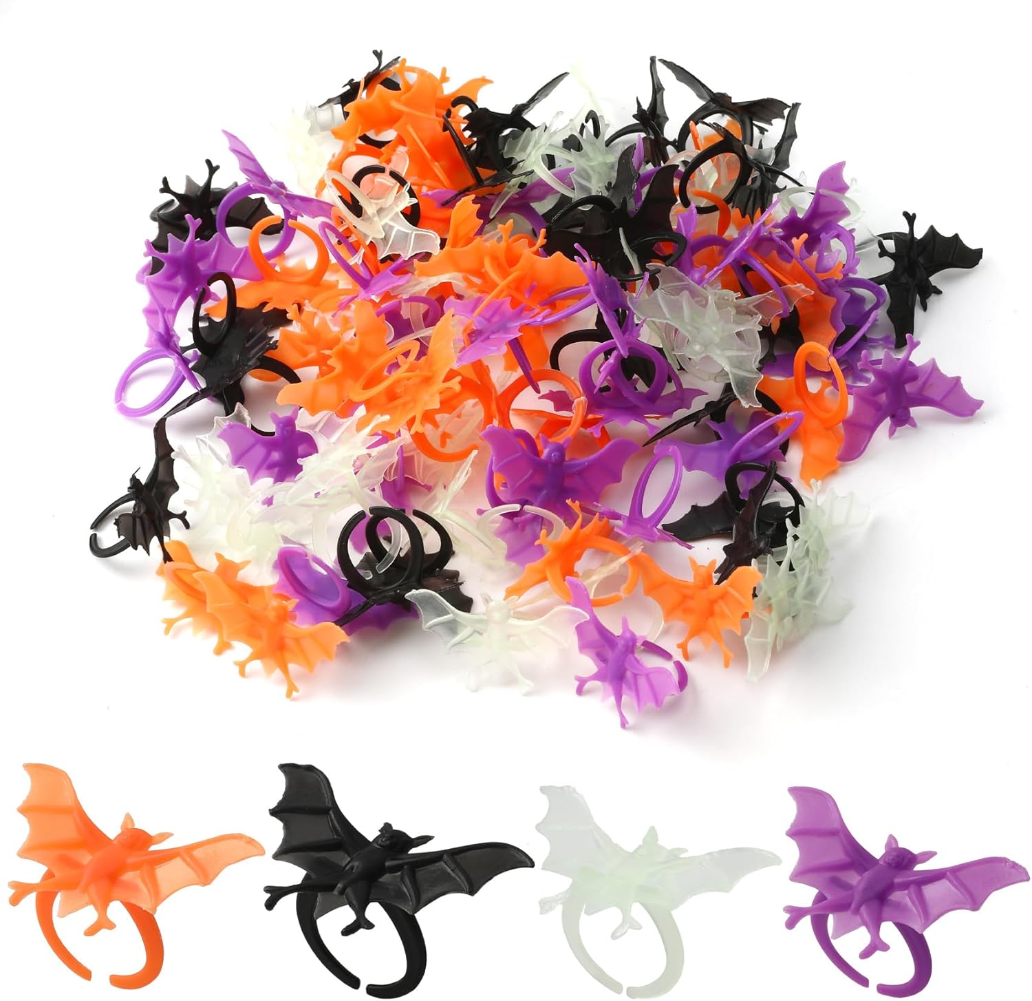 Amazon.com: UnslQonds 100 PCS Colorful Plastic Bat Rings for Kids ...