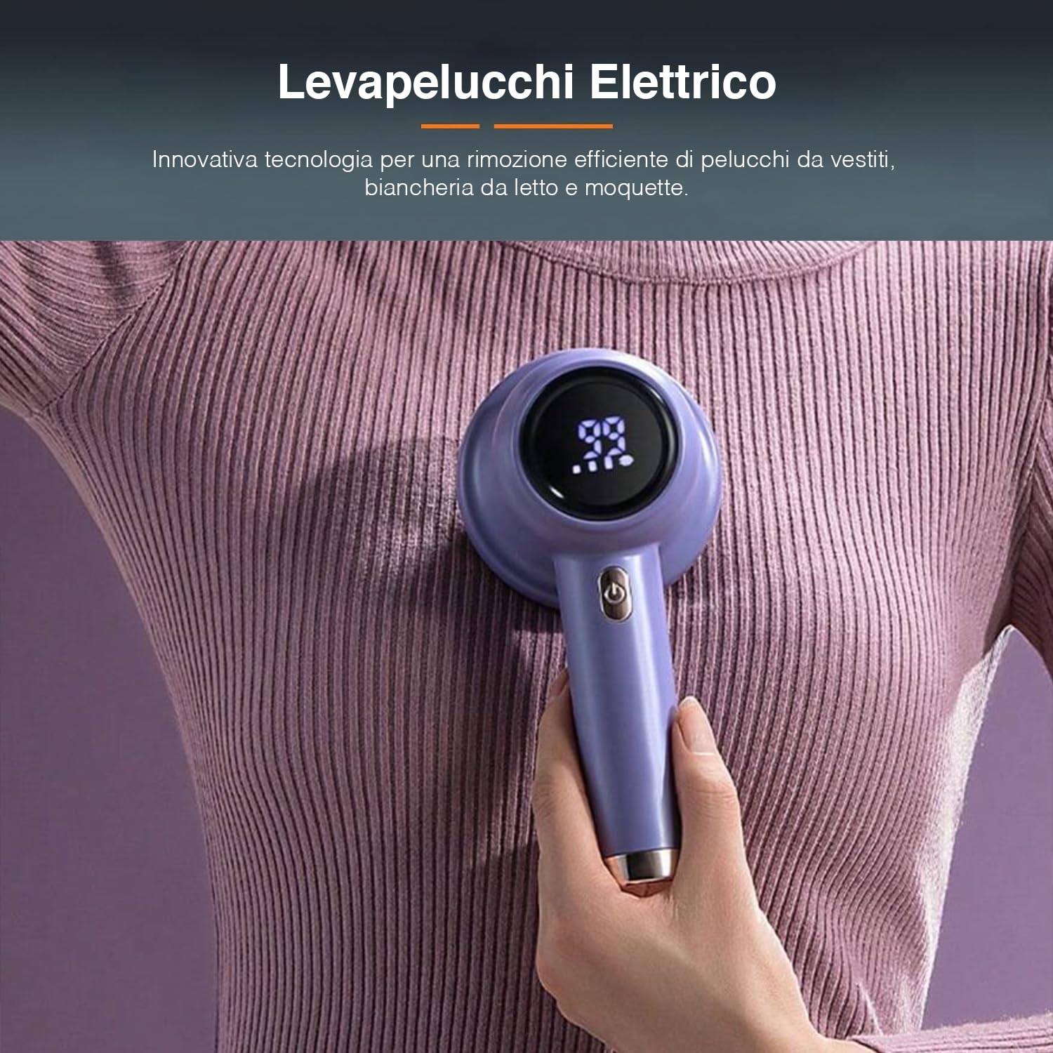 Elektrischer Fusselrasierer effizient für Kleidung, Wäsche und Teppichböden – wiederaufladbar über USB, inklusive Reinigungszubehör, 7,62 x 7,62 x 15,24 cm, ABS, Violett, 5 W