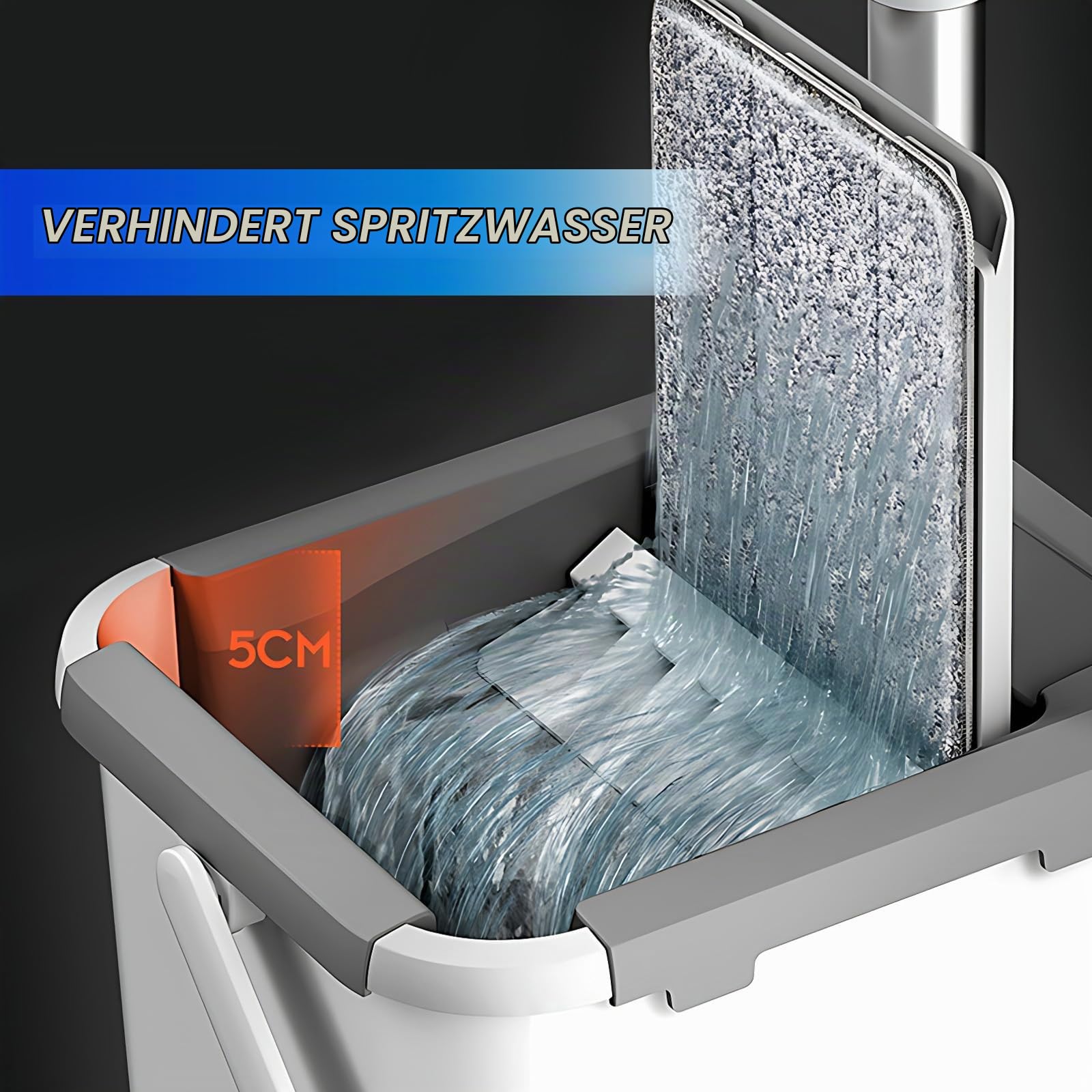 Hsyan Wischmopp und Eimer mit Auswringer-Set, freihändiger Flacher Bodenwischer und Eimer, mit 4 waschbaren Mikrofaser-Pads, Nass- und Trockengebrauch, Bodenreinigungssystem