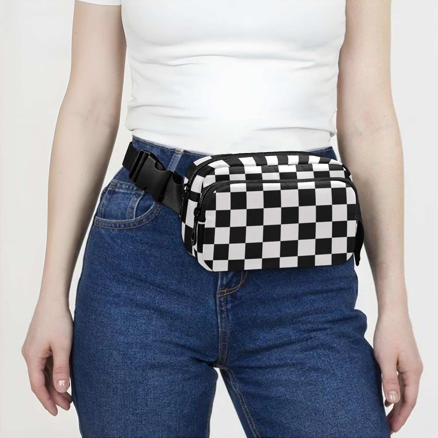 CBBYY Race Checkered Flag Fanny Pack for Women Men,Crossbody Waist Bag Pack Adjustable Casual Waist Belt Bag for Travel Running Workout Cycling - Image 7