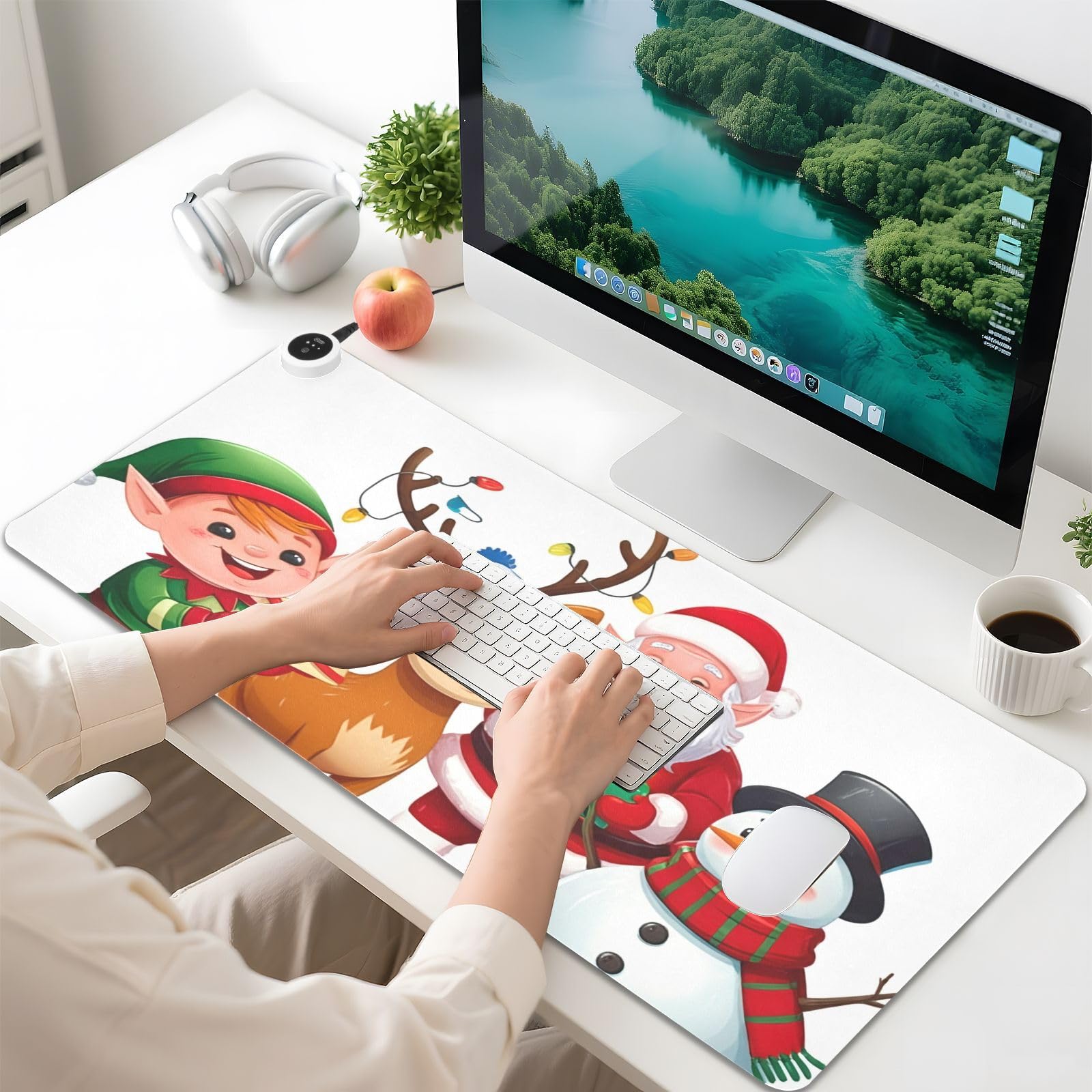 FRMG Natale Babbo Natale Nano Cervo Pupazzo di neve Desk mat Riscaldato Desk mat Riscaldato Mouse pad Tre livelli Temperatura Grafene Riscaldamento Foglio A2305584