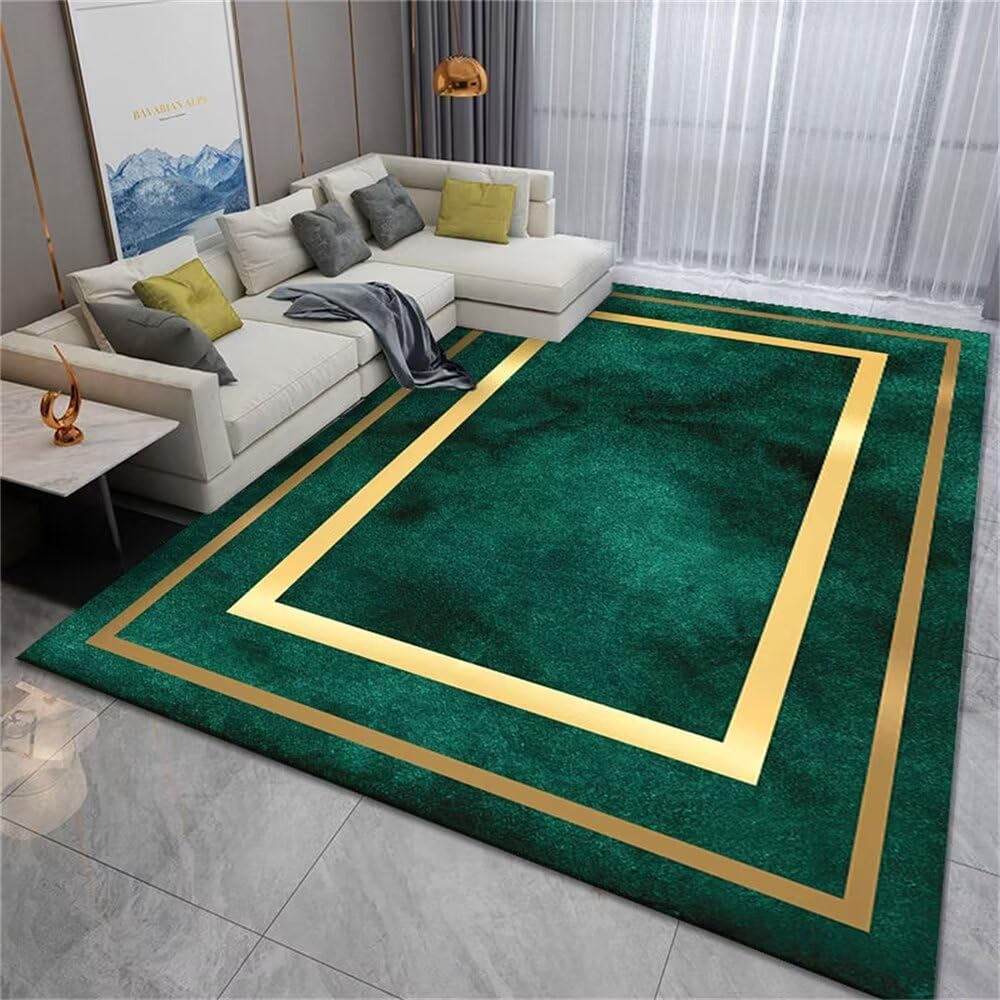 Tapis vert géométrique moderne pour deco chambre enfant et espaces de jeux personnalisés 80x200