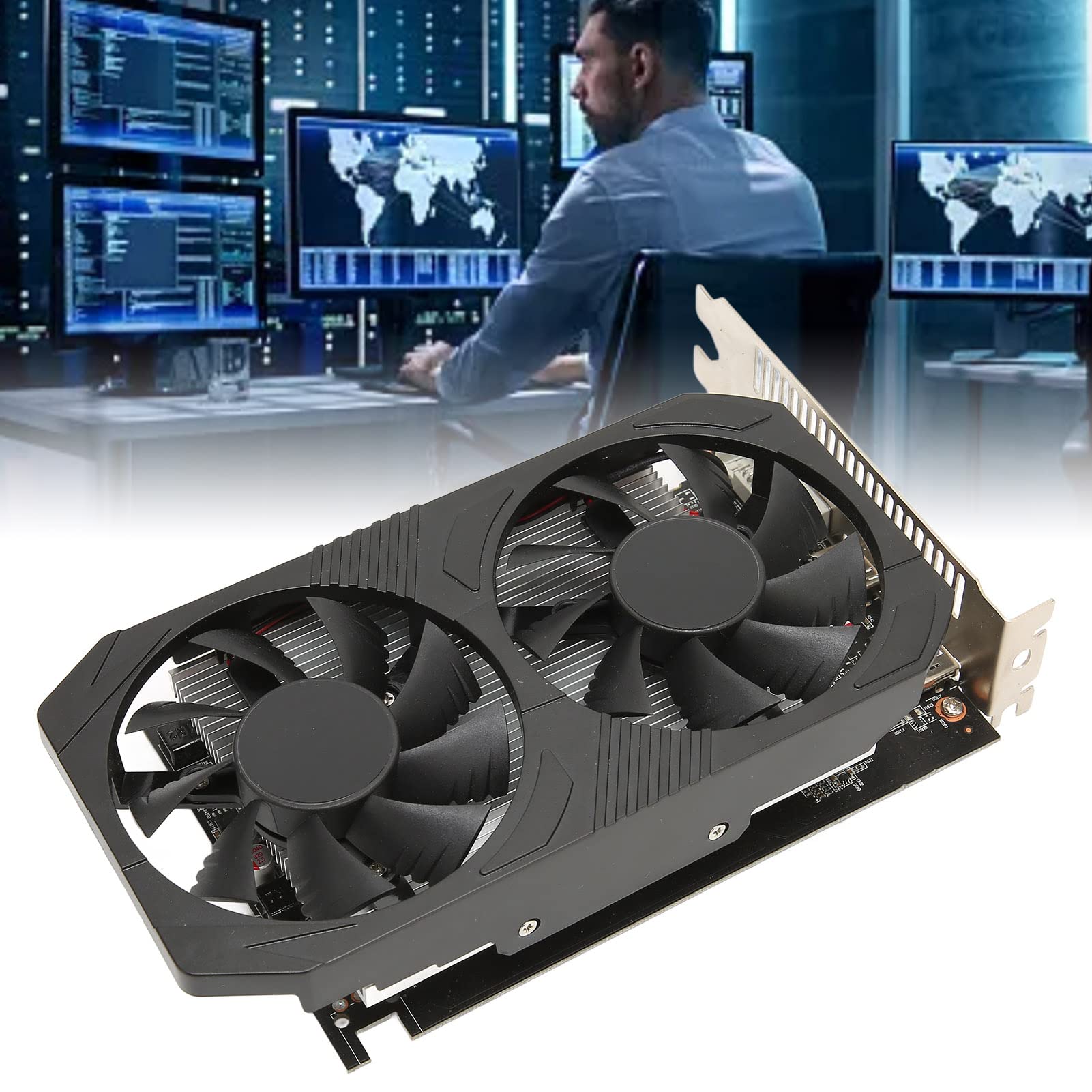 Scheda Grafica GPU GDDR5 da 4 GB a 128 Bit Uscita 4K 60 Hz Doppie Ventole di Raffreddamento per PC da Gioco, Installazione Semplice, Supporto CAD 3D e CAM