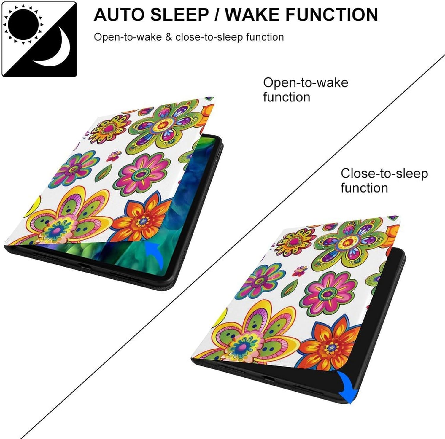 Floral Paisley Flowers Printed Case Trifold Stand Protective Cover Compatible with iPad Pro 2020/2021/2022 (12.9in)