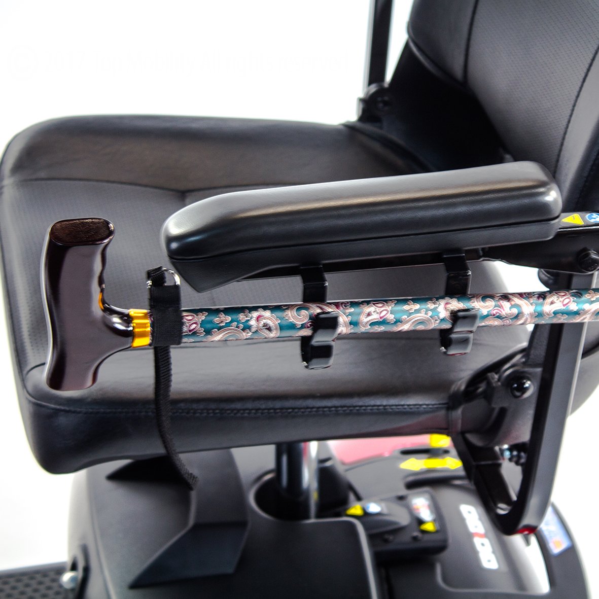 Cane Holder Clips 1 Pair (2 Pcs) for Most Mobility Scooter, Removable Arm pads, Armrest Mount