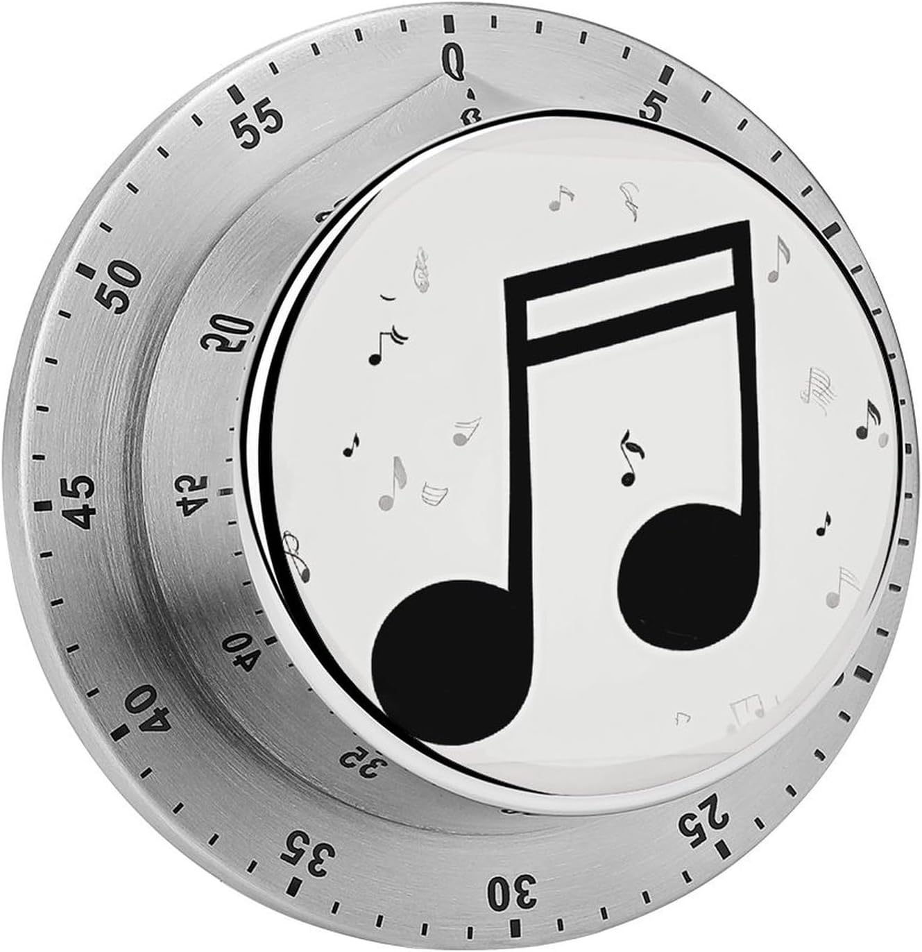 Music Note Print Timer Stainless Steel Kitchen Timers Waterproof & Rust-Proof 60 Minute Mechanical Timer with Loud Alarm for Cooking, Baking, Fitness