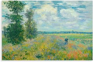 YFET Monet Poppy Fields Near Argenteuil Vintage Exhibition Poster Art Print Claude Monet Print Poster Painting Famous Art Unframe 12x18inch