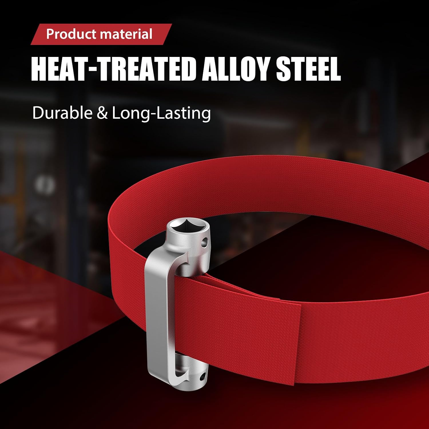 3529D Heavy Duty Strap Oil Filter Wrench Dual Drive (3/8" & 1/2") Design Fits Filters Up to 9" Diameter Durable Nylon Strap and Forged Steel Handle for Easy Removal