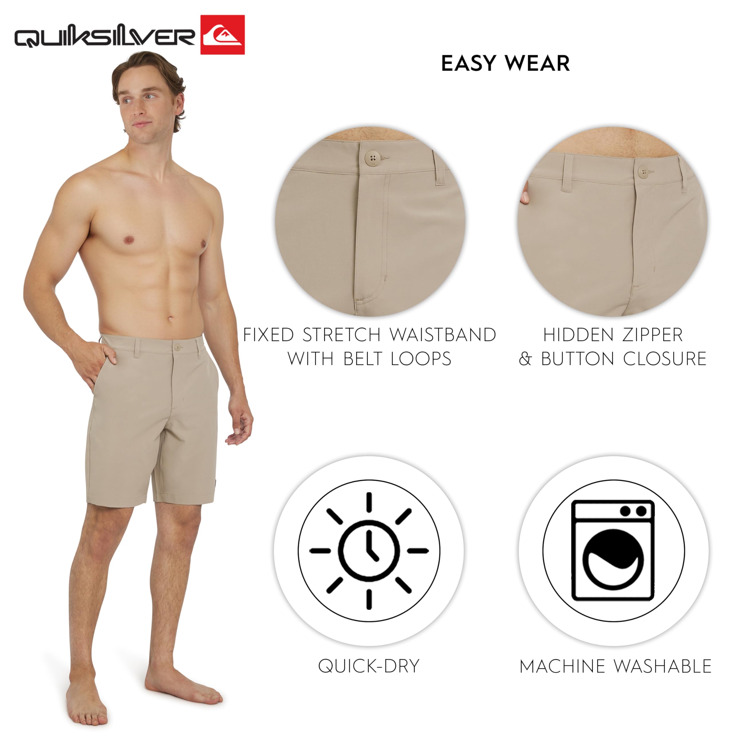 Quiksilver Herren Regular Fit Fixed Waist Water Friendly Active Hybrid Lässige Shorts