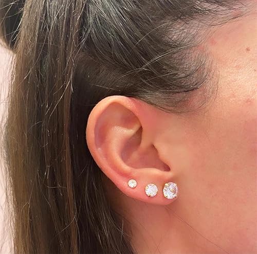 Miniatura 4 de Delicados 6 pares de aretes para múltiples piercings, ligeros chapados en oro de 14 quilates, pequeños aretes tipo dormilona con parte trasera