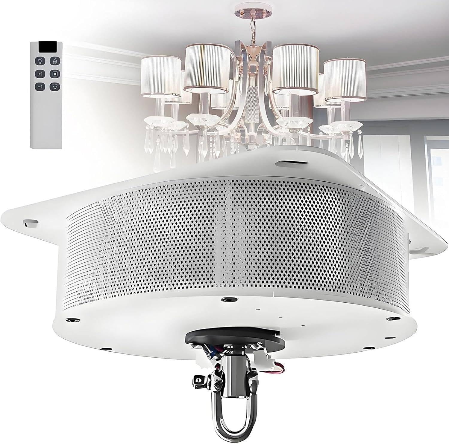 ByBoDi 2 in 1 Chandelier Lifter,20-250kg Motorized Villas Heavy Duty Pendant Lamps Lifter Electric Chandelier Hoist Lift,w/Remote Control and Wall Switch,2m/min Lifting Speed,for Altitude Lamps 230kg