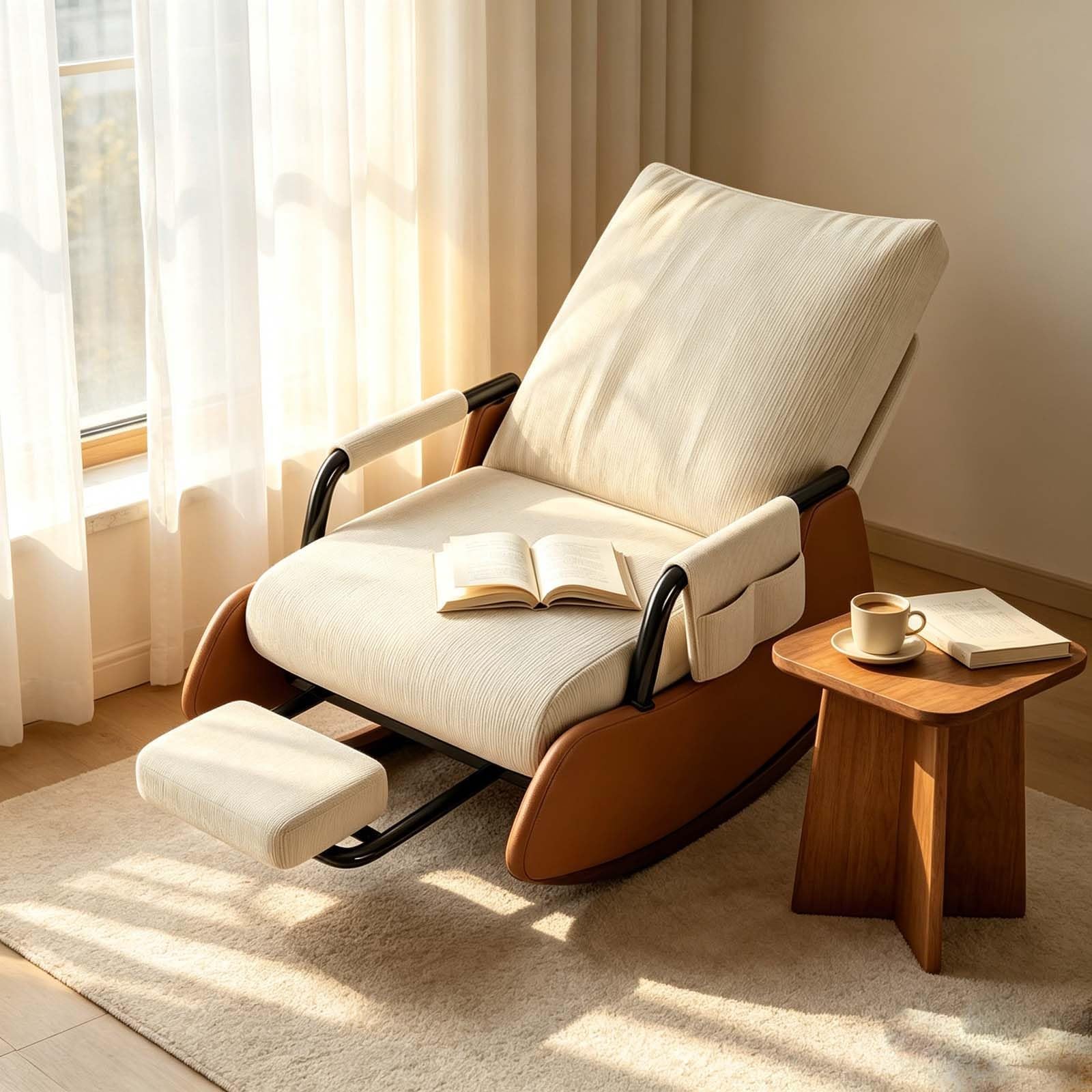 kumamart Detachable Footrest Rocking Chair,Rocking chair with foot rest