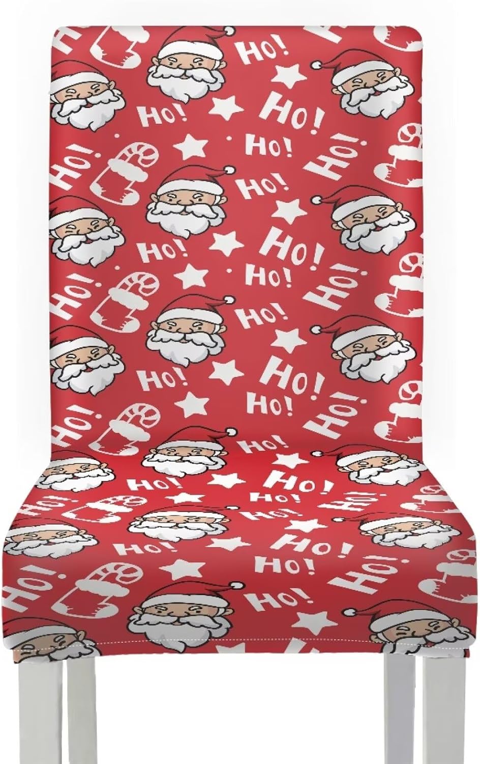 Wanyint Parsons Chair Slipcovers Set of 6, Stretch Christmas Dining Chair Covers Machine Washable, Polyester Spandex Universal Fit Chair Protector for Dining Chairs, Santa Claus Stocking Red