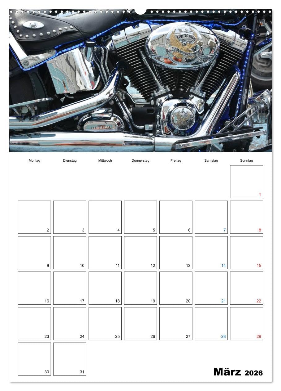 Harley Davidson Familienplaner (hochwertiger Premium Wandkalender 2026 DIN A2 hoch), Kunstdruck in Hochglanz: Familienplaner für Harley-Fans (CALVENDO Hobbys)