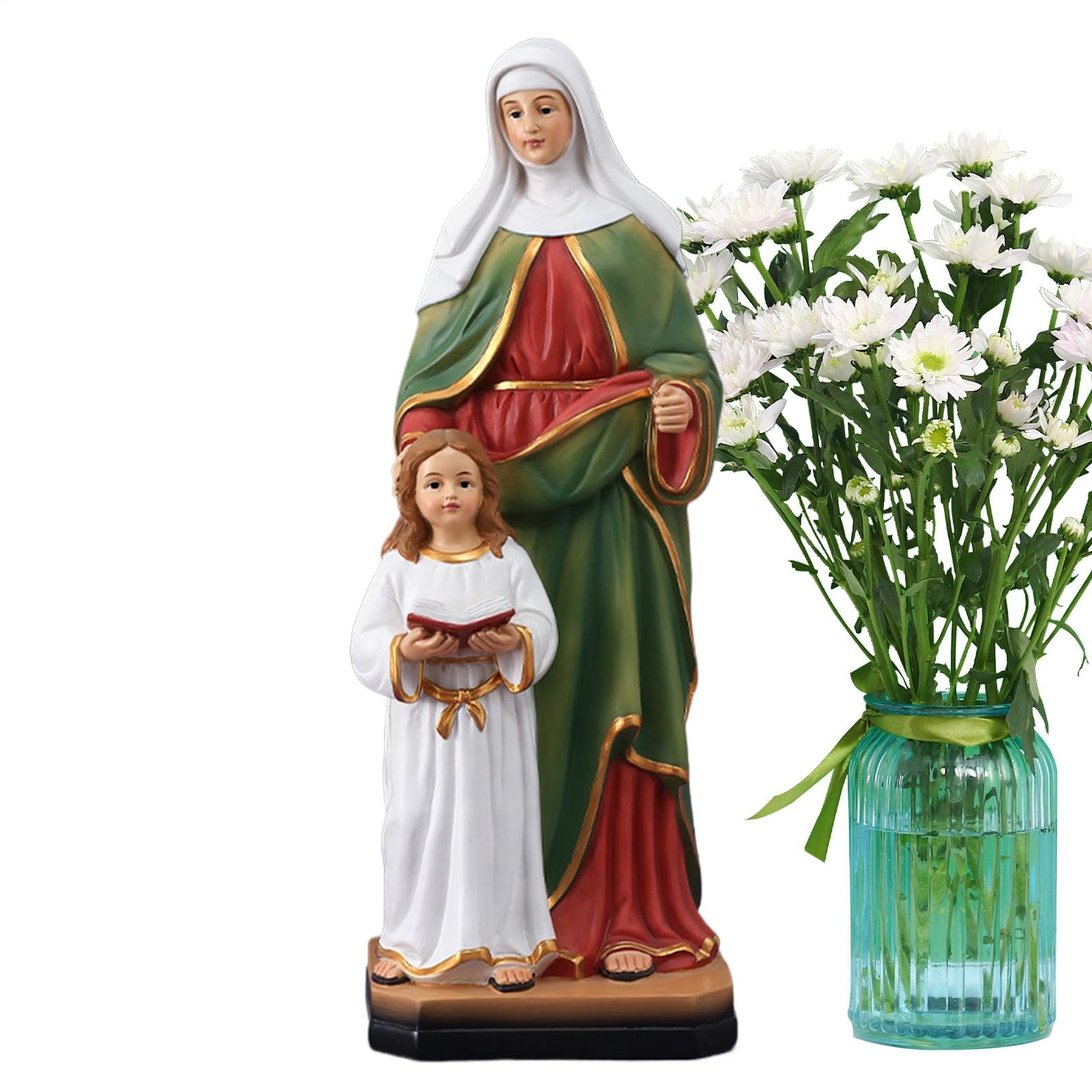 Statua di Sant'Anna S, Statua di Sant'Anna | Statua di Santa Anna e Bambino in resina, Arte religiosa Santa Anna da collezione, soggiorno comodino Chiesa Decor Statue