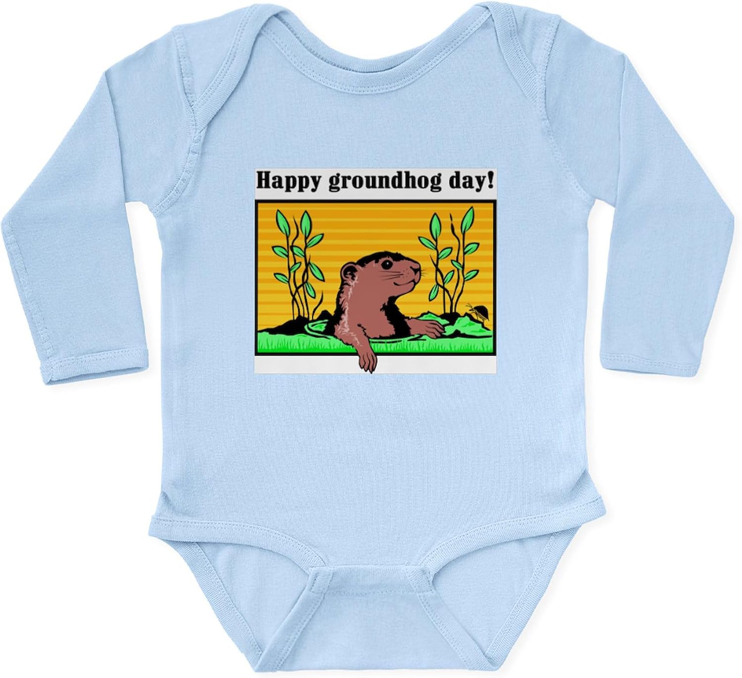 CafePress Happy Groundhog Day! Infant Creeper Body Suit Cute Long Sleeve Infant Baby Bodysuit Romper