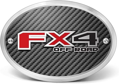 Miniatura 2 de Hecho para Ford F-150 FX4 Off-Road 3D Logo en fibra de carbono aspecto ovalado Billet aluminio 2 pulgadas enganche cubierta