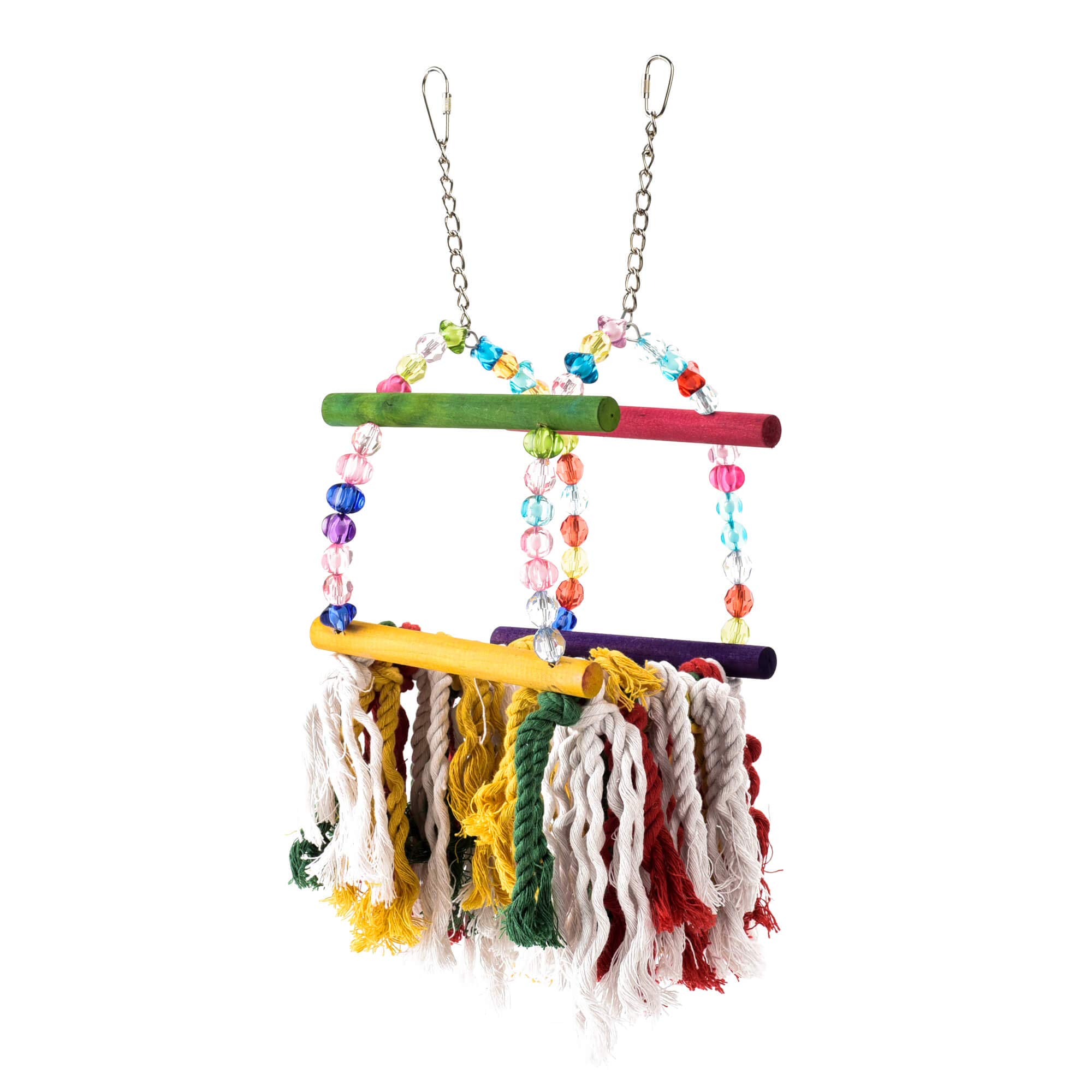 PARROT ESSENTIALS Natural Wood Swing with Double Twirlers - Colourful Wooden Swing for Parrots, Cockatoo, Conure and More - Hanging Toy Pet Swing - Parrot Toy Nest Swing Encourages Foot Exercise — view 7