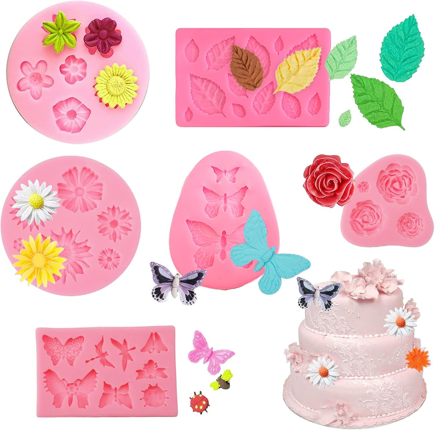 MAX COOK 6 Pack Relief Barok Vintage Siliconen Fondant Mallen 3D Bakken Cake Mallen Voor Cake Decoreren Bloem Kant Mould Sieraden Polymeer Klei Crafting Projecten