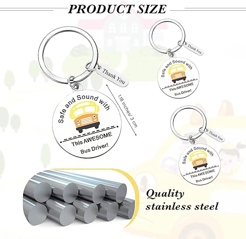 Miniatura 2 de 12 llaveros de acero inoxidable para conductor de autobús escolar, regalos de agradecimiento para nuevos conductores, jubilación, Acción de Gracias,