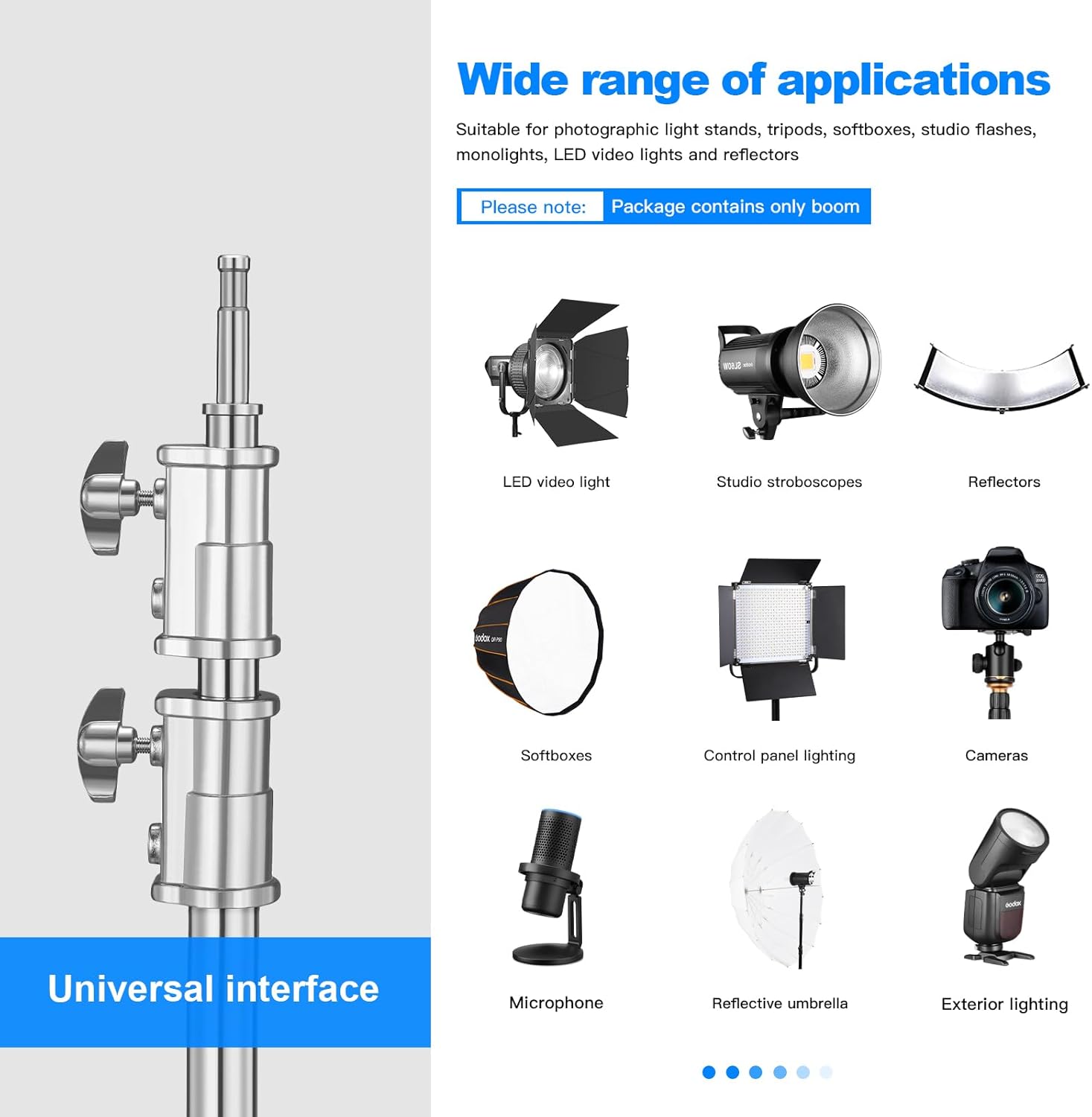 Heavy Duty Extension Boom Arm Bar for Photography C Stand and Light Stand,Adjustable 3.6-8.2ft Crossbar Holding Arm with Sand Bag for Softbox,Studio Strobe,Monolight,LED Video Light,Reflector ect.