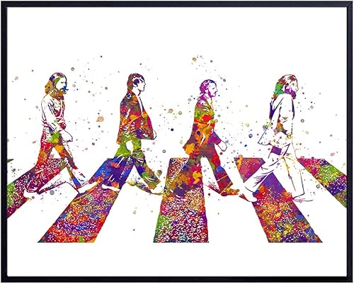 The Beatles Poster, Wall Art - 8x10 Abbey Road Home Decor - Beatles Gifts for John Lennon, Paul McCartney, Ringo Starr, George Harrison, 60s Music