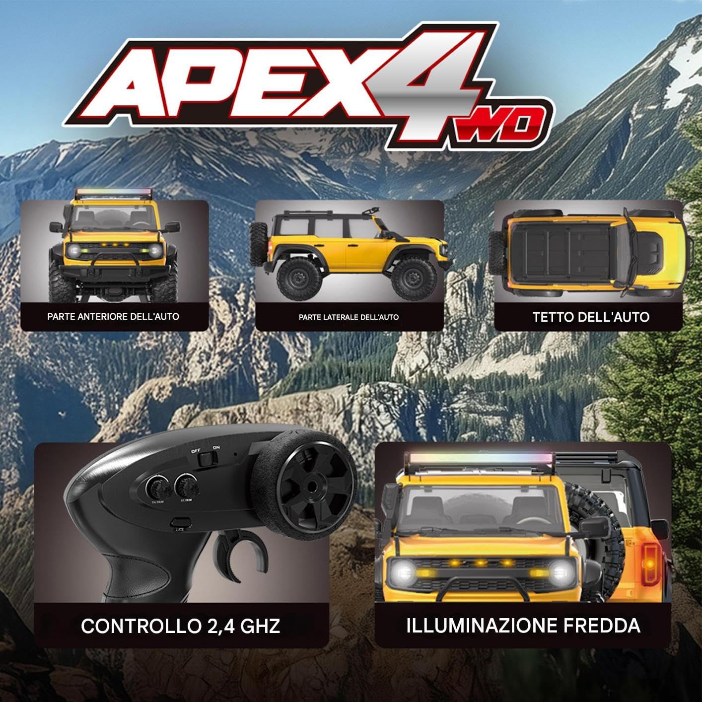 Macchina RC Drifting Giocattolo Camion LED | Veicolo Fuoristrada Radiocomandato 1 16 Per Bambini Ragazze Adulti Feste Festival Compleanni All'Aperto Casa Intrattenimento