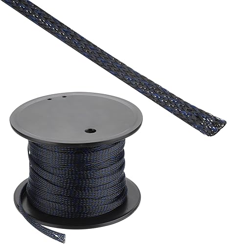 Telar de alambre expandible de PET de 100 pies, 1/4 de pulgada, funda de alambre trenzado de PET [para protector de cable de audio y video, oficina