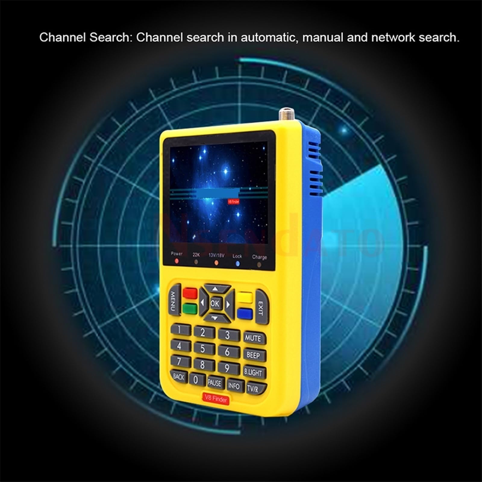 Buscador De Satélite LCD 3,5 Pulgadas HD DVB-S/S2 Digital H.264 MPEG-4 DVB S S2 Medidor Full 1080P FTA Satfinder DeteccióN Precisa(Yellow)