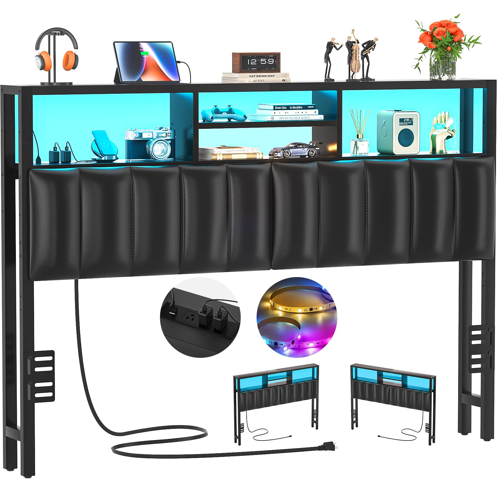 Amazon.com - Aheaplus Headboard for Queen Size Bed with Storage