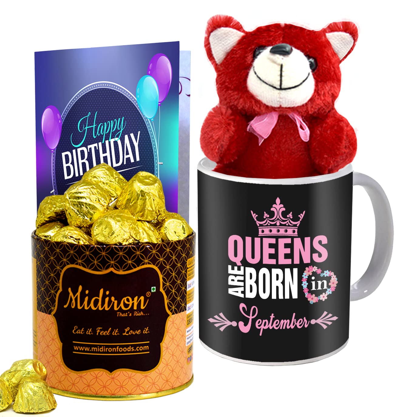 Midiron Birthday Greeting Card Romantic Chocolate Gift Hamper For Wife/Women/Girlfriend | Birthday Gift Hamper | Queens are Born in September| Happy Birthday Coffee Mug | Chocolate Gift Box (B0BXKYQBFK) Amazon Price History, Amazon Price Tracker