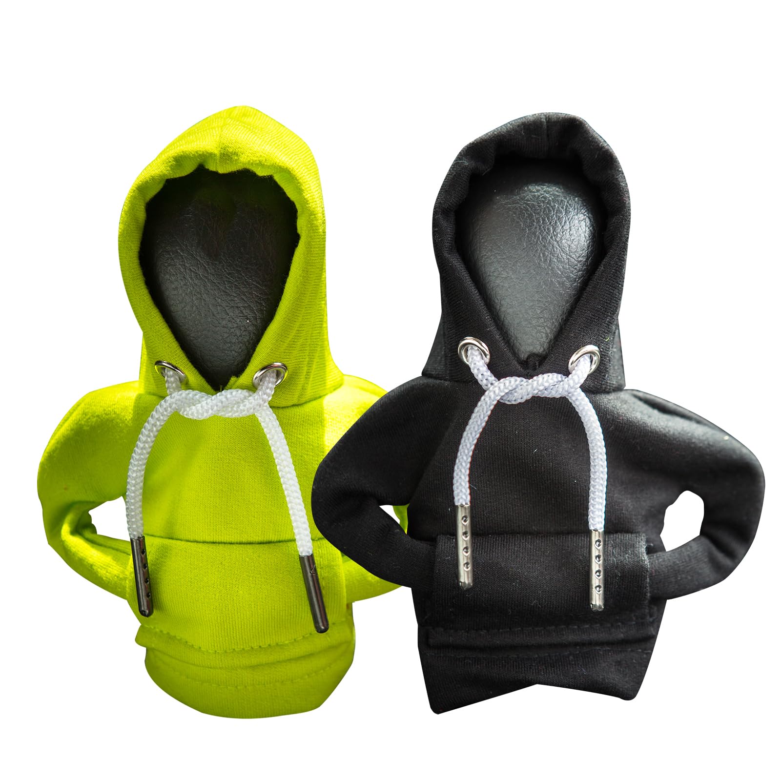 2Pcs Car Shift Knob Hoodie,Gear Shift Hoodie,Funny Sweater Hoodie for Gearshift,Automotive Interior Accessories（Green and Black）