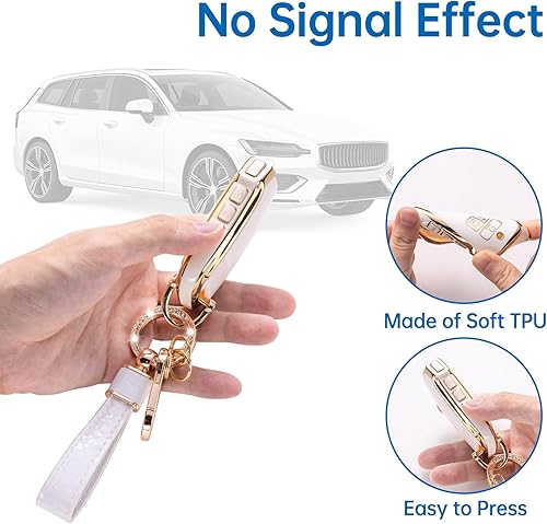 Miniatura 41 de Funda para llavero Cadillac con llavero Cadillac, funda compatible con Cadillac Escalade CTS SRX XT5 ATS CT6 5 botones Smart Key Protector Holder